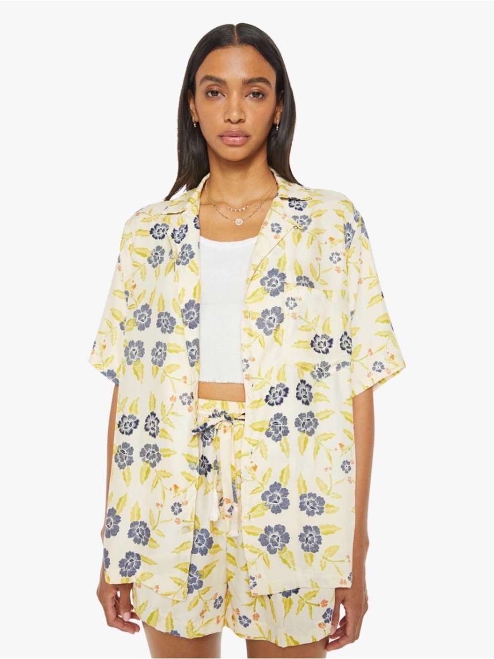 Natalie Martin Collection Kevin Shirt Jasper Shorts Matching Set Floral Silk L - Picture 15 of 15